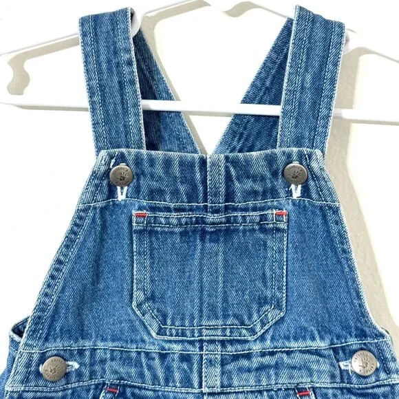 Vtg Carters Baby Embroidered Denim Overalls Jean Shortalls Shorts Beach Animals - Picture 2 of 15